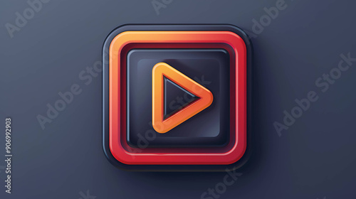 3D play button icon with colorful glow effect.