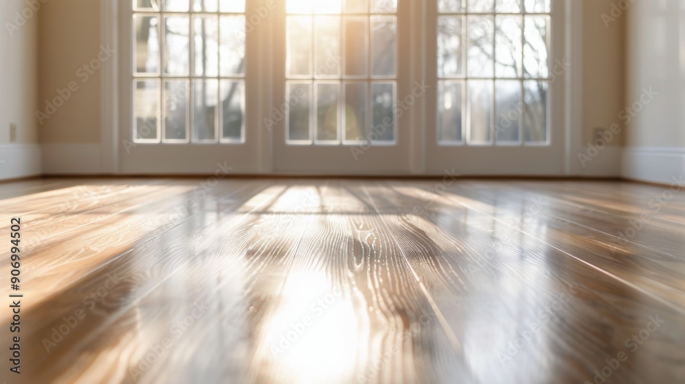 Sunlight Streaming Through Windows Onto Beautiful Hardwood Floor in Morning Light Sunlight Streaming Through Windows Onto Beautiful Hardwood Floor in Morning Light