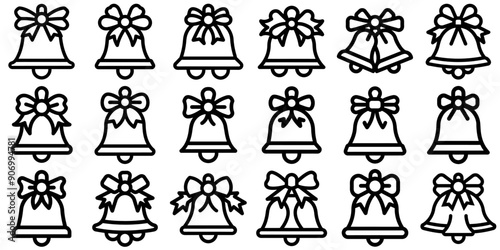 Christmas Bells vector icon set. decor Christmas