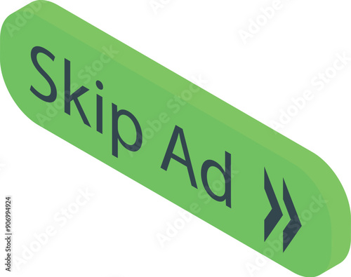 Green skip ad button showing online advertisement for marketing campaign