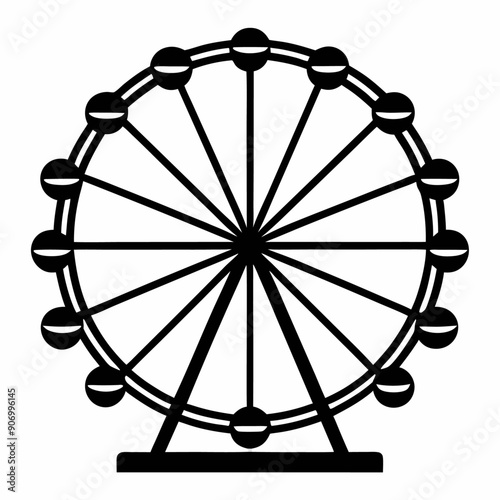 vector art illustration of a Ferris wheel in solid colors on an isolated white background (19)