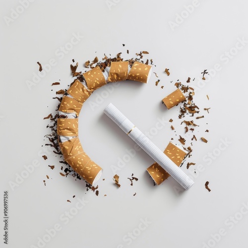 Obraz na płótnie Medium shot of visual concept for No Tobacco Day with lungs and cigarette, isolated on a white w salonie