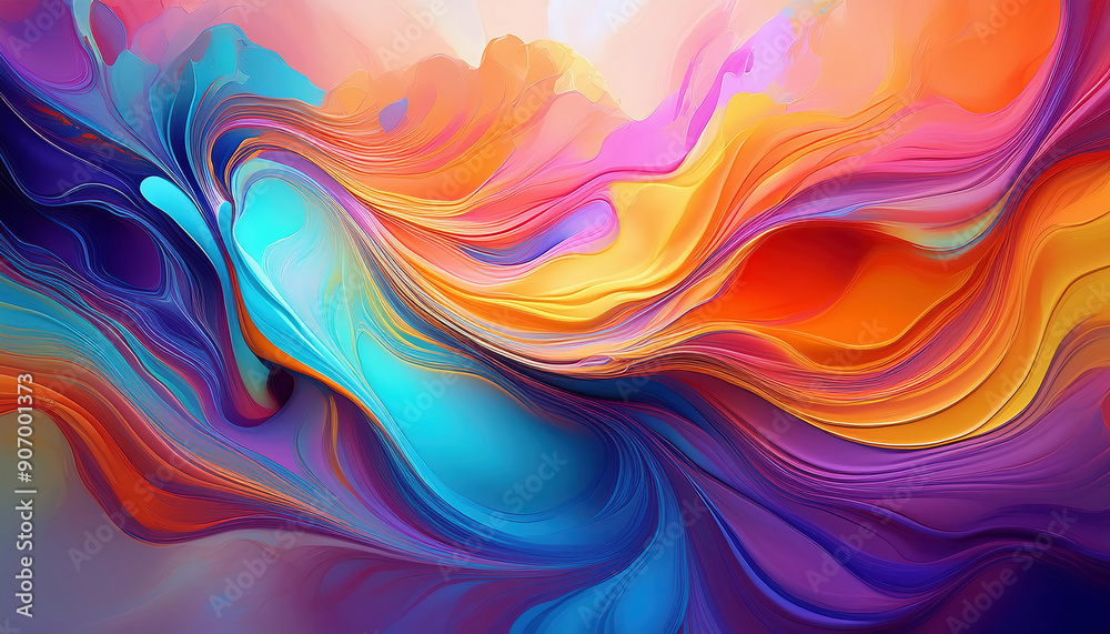 abstract background of colorful acrylic paint in the form of a wave