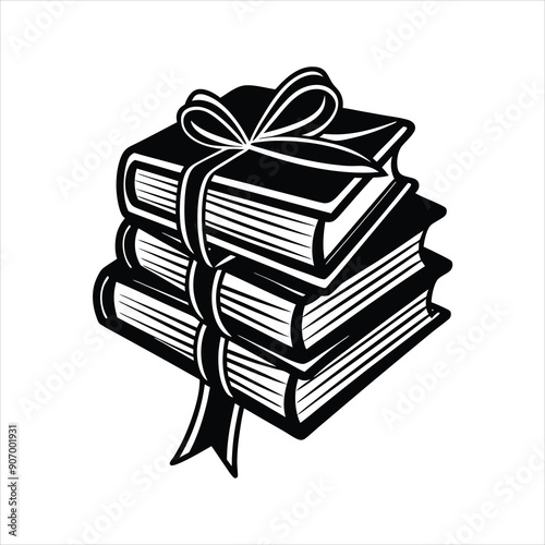 Illustrate a silhouette of a stack of books black vector