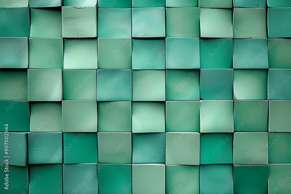 Abstract tiles wall made of square blocks in different shades of green Abstract tiles wall made of square blocks in different shades of green