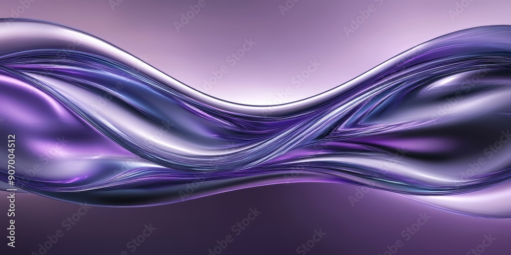 Purple Chrome Waves On Light, Generative AI Purple Chrome Waves On Light, Generative AI