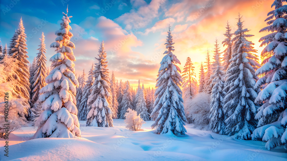 Winter Wonderland: A snow-covered pine tree covered in delicate frost, with silver and white ornaments shimmering in the soft glow of warm holiday lights. Winter Wonderland: A snow-covered pine tree covered in delicate frost, with silver and white ornaments shimmering in the soft glow of warm holiday lights.