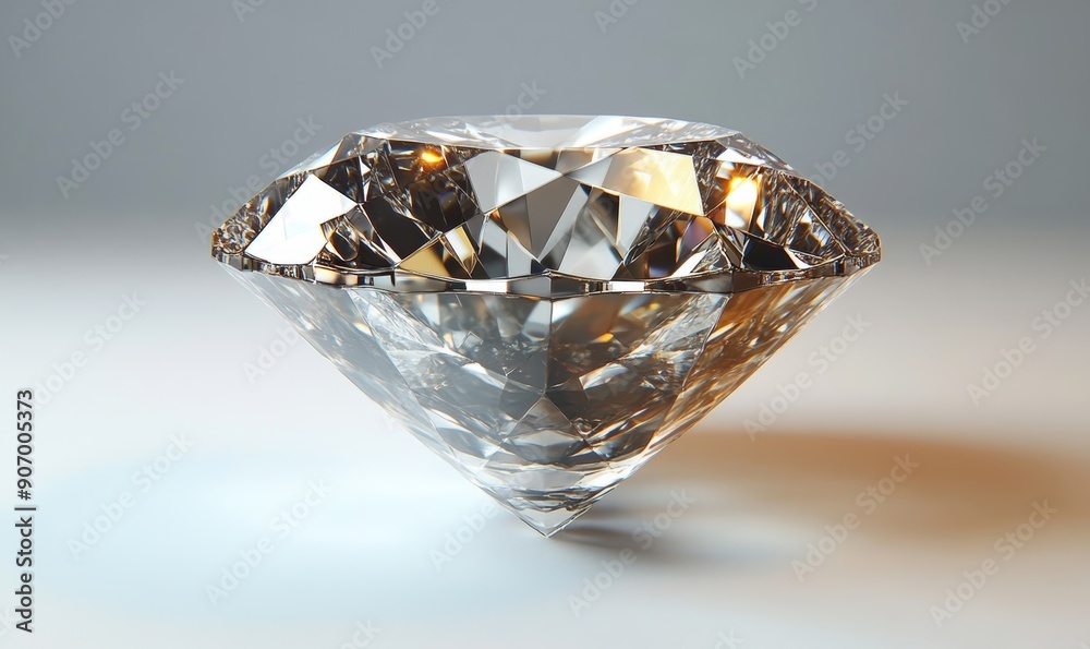 A diamond displayed on a white surface, Generative AI A diamond displayed on a white surface, Generative AI