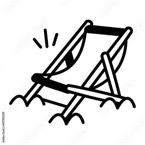A drawing style icon of beach chair 