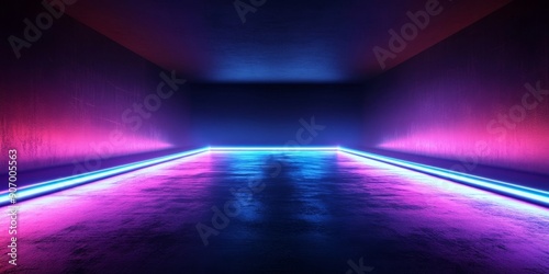Empty Stage with Neon Light, Generative AI