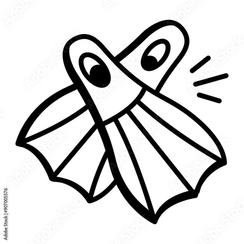 A hand drawn icon of scuba fins 