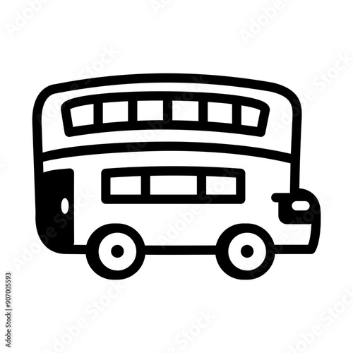 Double bus icon designed in line style 