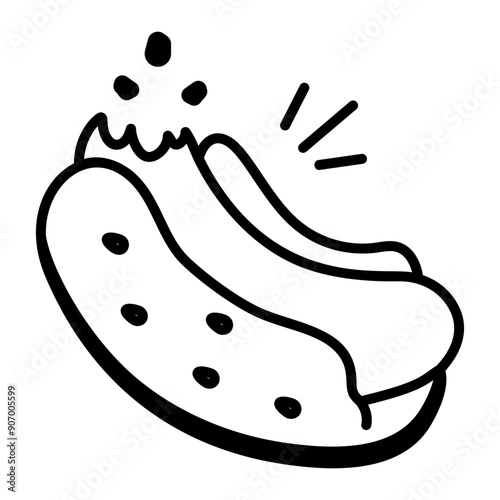 A doodle style icon of hot dog 