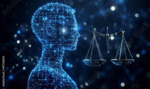 AI ethics or AI Law concept. Developing AI codes of ethics. Compliance, regulation, standard , business policy and responsibility for guarding against, Generative AI