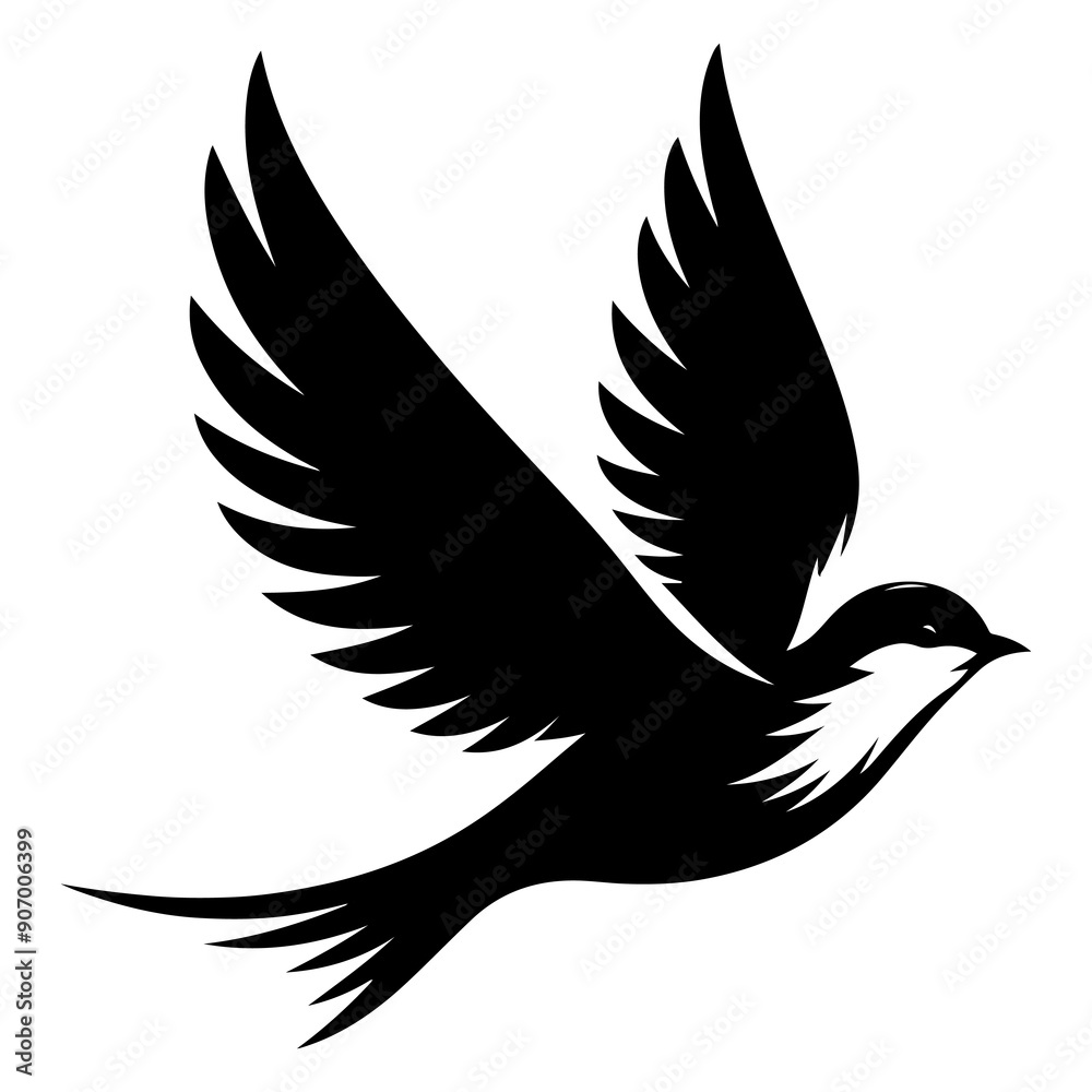 Fototapeta premium Flying bird silhouette vector image