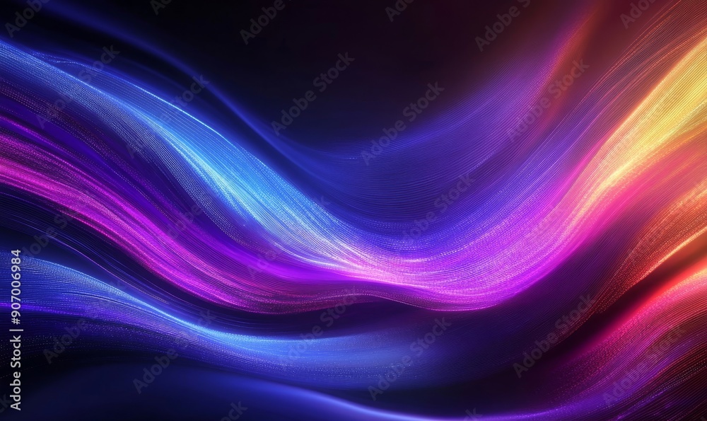 Neon Waves Background, Generative AI Neon Waves Background, Generative AI
