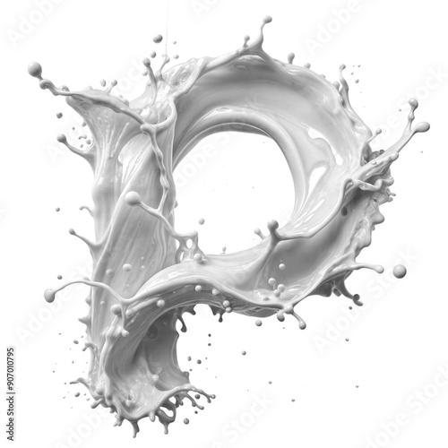 The letter P made of milk and paint