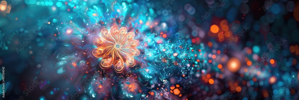 Fototapeta premium Blurry sky with a hopeful fractal mandala