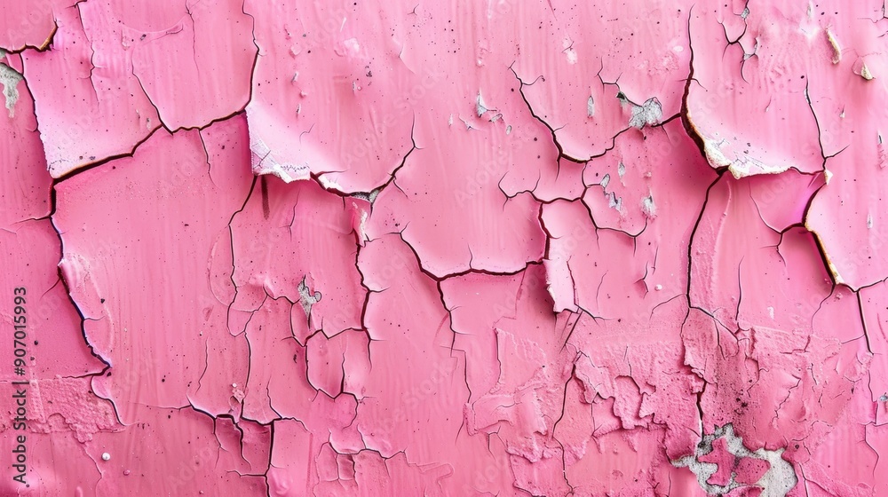 Cracked pink paint with dirt stains and holes on homemade background Cracked pink paint with dirt stains and holes on homemade background