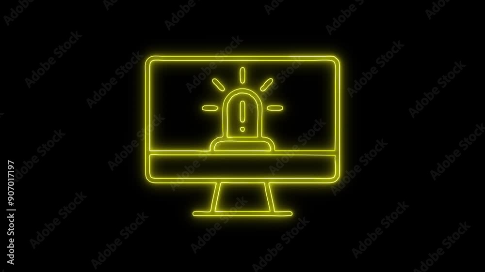 Cybersecurity Computer Threats Warning Neon Icon 4K Animated Linear Symbol Icon Video Background on Black Screen Cybersecurity Computer Threats Warning Neon Icon 4K Animated Linear Symbol Icon Video Background on Black Screen