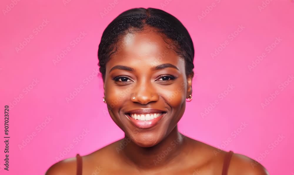 Portrait of a smiling woman looking at camera isolated over pink background Portrait of a smiling woman looking at camera isolated over pink background