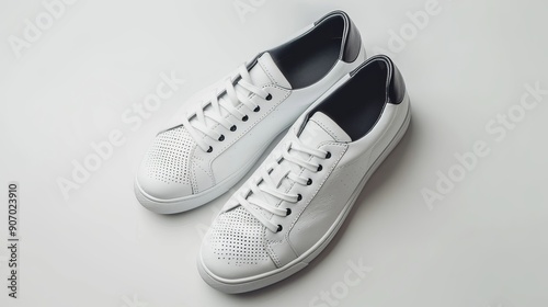 Pair of stylish sneakers on a white background Sports style Mockup for displaying works