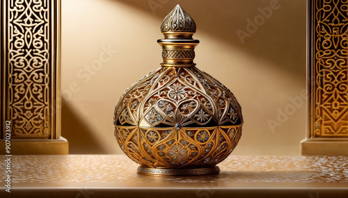 Arabian elegant golden bottle Oud orange Oil Perfume  photo