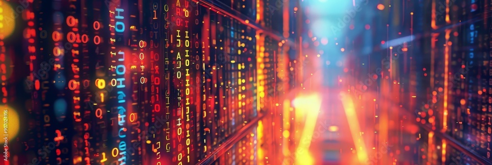 An Abstract Representation Of Data Flow Showcasing Binary Code In A