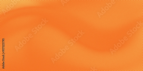 Groovy Halftone background with dots. Yellow and orange pop art pattern in comic style. Colorful dot texture. Vector illustration