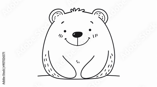 Hand-drawn cartoon illustration of a smiling bear photo