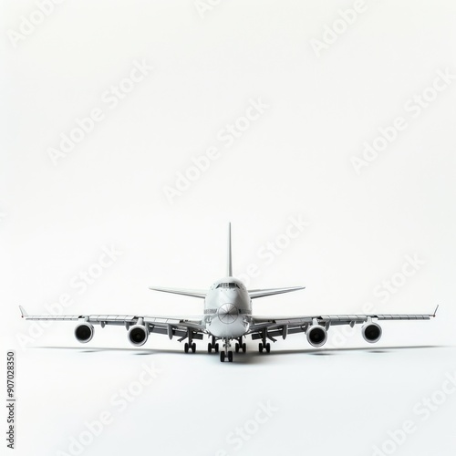 Medium shot of plane, isolated on a white background, bright and vivid tonality 