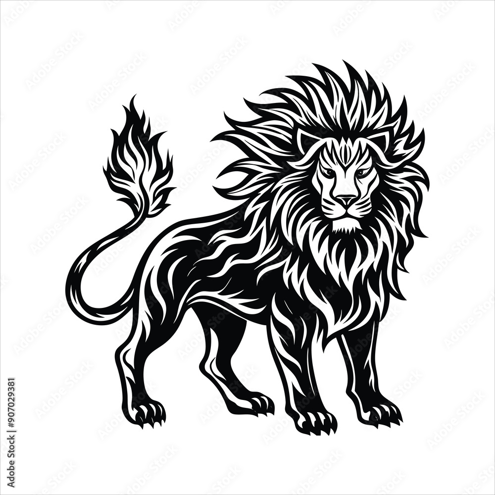 Lion of fire black vector Lion of fire black vector