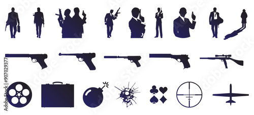 gunman and tools silhouette collection