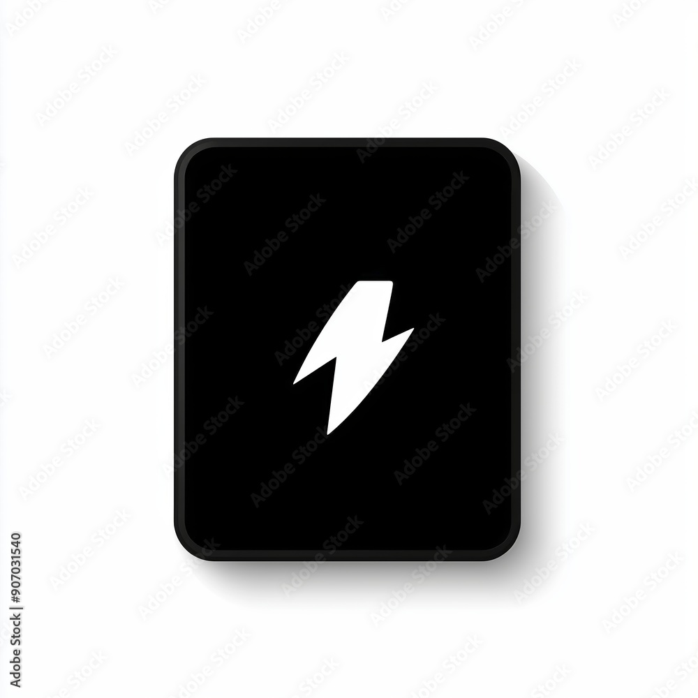 Stylized Lightning Bolt Icon on Black Background Stylized Lightning Bolt Icon on Black Background