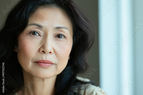 Serious mature asian woman portrait 
