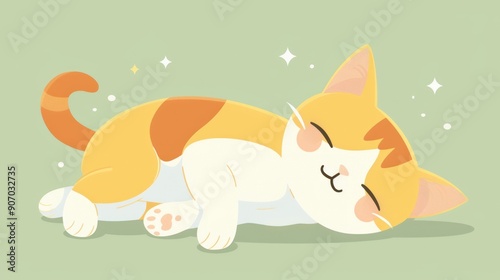 Cute Sleepy Cat Illustration