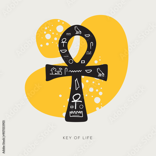 Key of life symbol, freehand-style drawing in Doodle style.