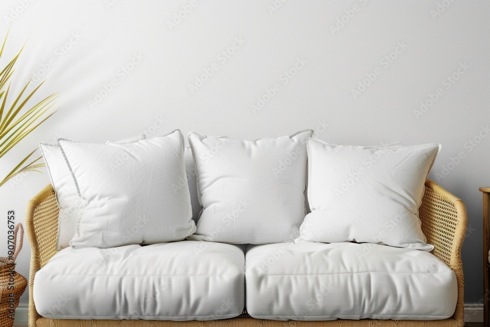 Mock up. White cushion on couch in living room interior Mock up. White cushion on couch in living room interior