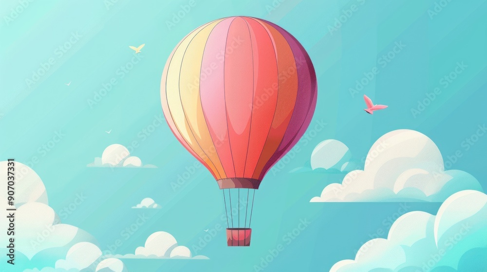 Hot Air Balloon Soaring Through The Sky Hot Air Balloon Soaring Through The Sky