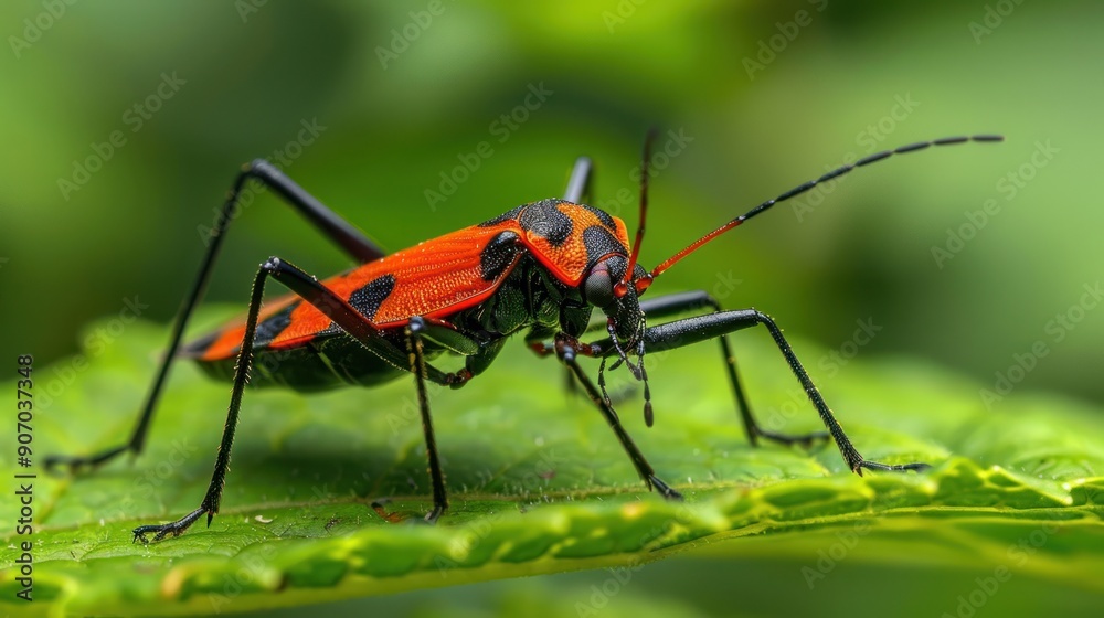 Red and Black Beetle on a Leaf Red and Black Beetle on a Leaf