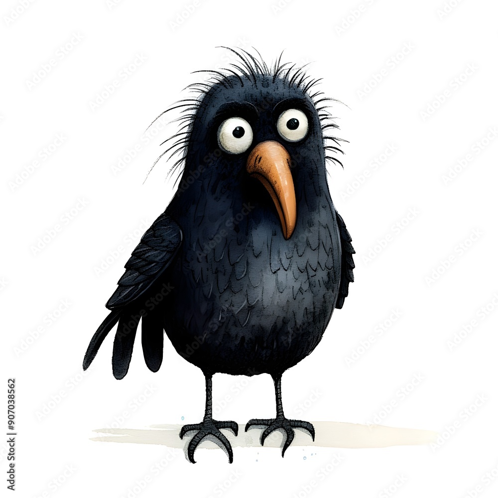Fototapeta premium _CARICATURE DRAWING OF A BLACK RAVEN
