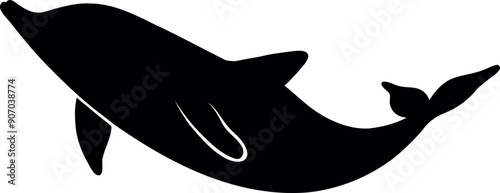 This black vector EPS image depicts a dolphin silhouette, ideal for print-ready projects and compatible with Cricut cutting machines. Perfect for creating clipart, decals, and a variety of crafts.