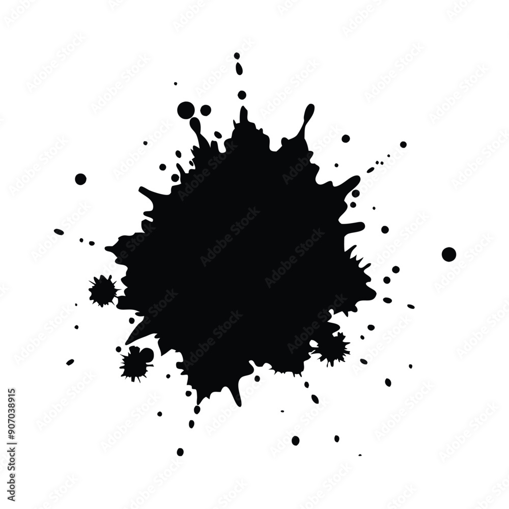 a grunge effect ink splat, color splash, black color illustration a grunge effect ink splat, color splash, black color illustration