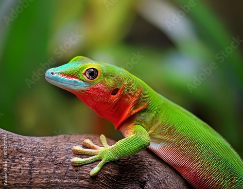 Koch's giant day gecko (Phelsuma madagascariensis kochi), also known as the Madagascar day gecko. Wildlife animal. photo
