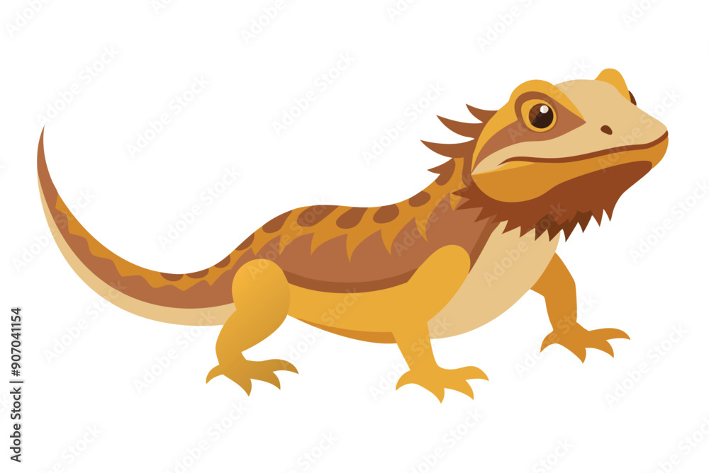 Obraz premium Bearded dragon animal flat vector illustration on white background 
