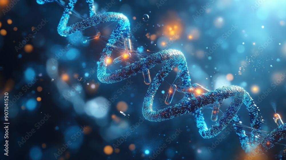 DNA Double Helix - Blue Glow DNA Double Helix - Blue Glow