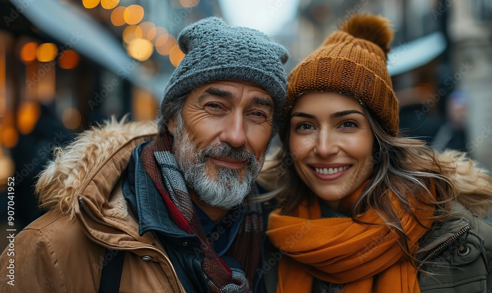 A couple takes a selfie during their holiday trip, capturing the essence of technology and travel. A couple takes a selfie during their holiday trip, capturing the essence of technology and travel.