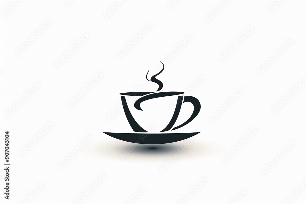Obraz premium Clean, modern design showcasing a black coffee mug silhouette centered on white.