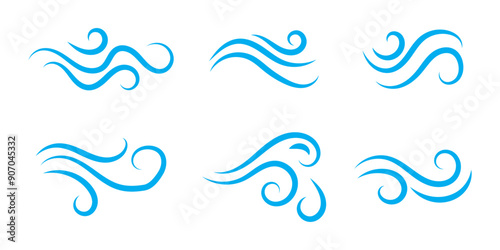 Doodle wind line sketch set. Hand drawn doodle wind motion, air blow, swirl elements. Sketch drawn air blow motion, smoke flow art, abstract line. Isolated on white background . vector illustration.