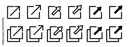 New window web button. browser popup sign. open link in new page icon set. go to another window arrow website buttons.
